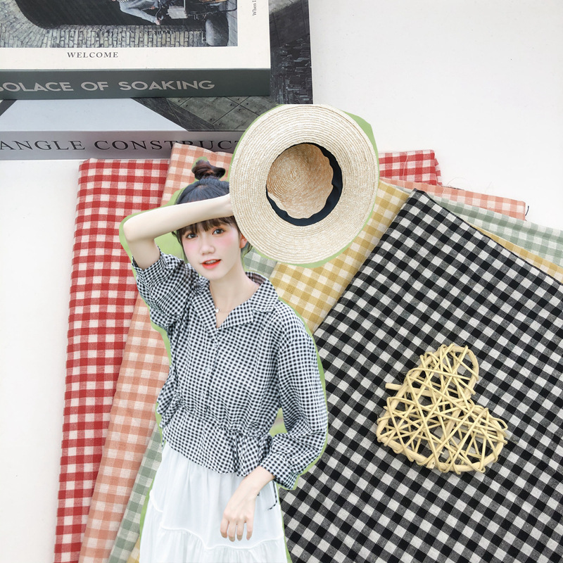 色织全棉格子面料 平纹提花方块格 春夏衬衫连衣裙防晒服格子布料