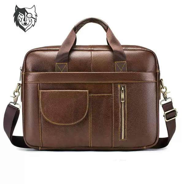 Men's leather briefcase Business Men's bag first layer cowhide large capacity crossbody shoulder men's large capacity computer bag