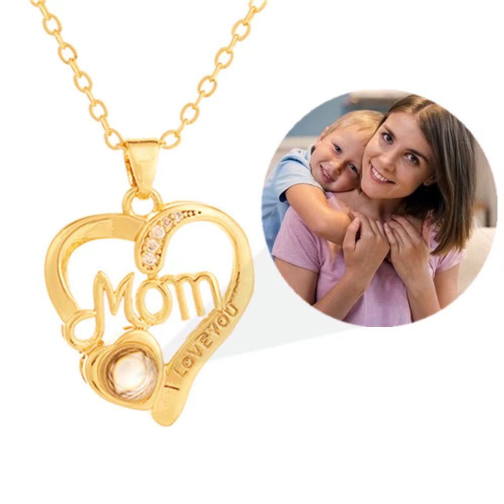 100 languages projection necklace mother's love mother's day gift love fashion clavicle chain picture customization