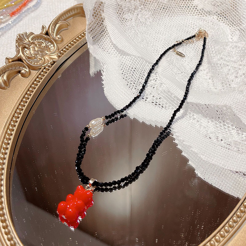 18g Weight Beaded Pendant Material Pendant Necklace Classification Beaded Chain Material 1 Piece Quantity Holiday, Daily Occasion Beaded Material Bear Pattern Women's Gender Cute, Sweet Style Cute Sweet Bear Beaded Wholesale Pendant Necklace 6