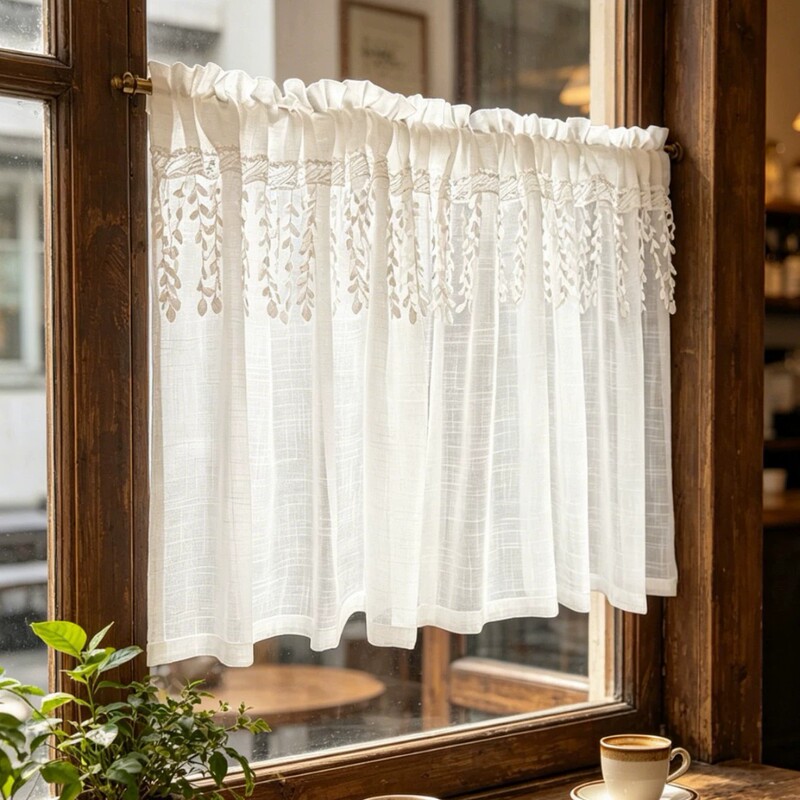 Cross-border American-style short curtains, door curtains, small window curtains, sheer curtains, door drapes, cabinet curtains, Nordic kitchen entrance partition curtains Cross-border American-style short curtains, door curtains, small window curtains, sheer curtains, door drapes, cabinet curtains, Nordic kitchen entrance partition curtains
