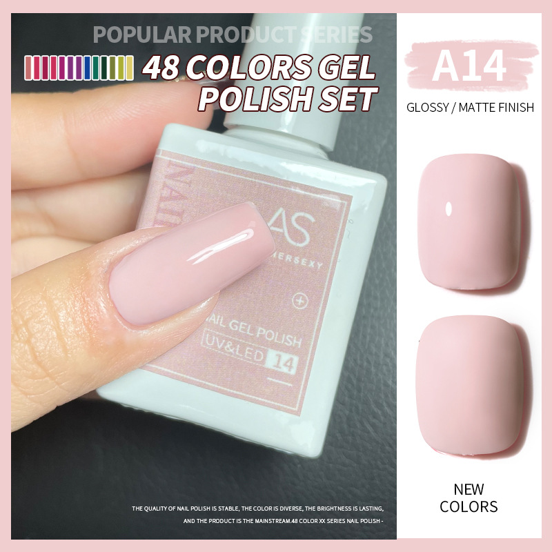 Una botella de pegamento de esmalte de uñas de un color 2022 nuevo verano popular 48-color Pequeño conjunto para el salón de uñas traje completo