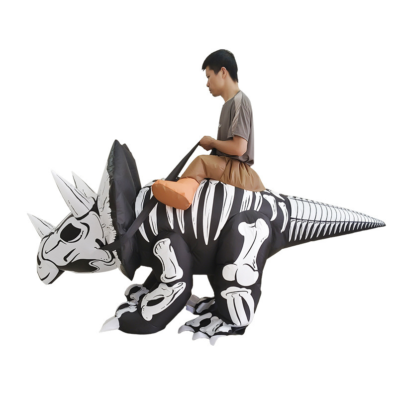 ホット販売子供の日ハロウィンハーフレングス乗馬恐竜乗り面白い衣装ティラノサウルストリケラトプスインフレータブルスーツ|undefined