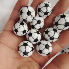 20mmアクリルサッカーのプリントビーズ、diyスポーツボールのプリントアクリルビーズ