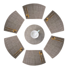 跨境特斯林扇形圓形餐桌墊酒店大圓桌餐具隔熱墊水洗易干墊子