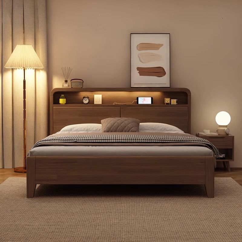Cama de madera sólida nórdica de madera sólida pura moderna simple 1.2m 1.8m doble 1.5 dormitorio principal cama de matrimonio económica