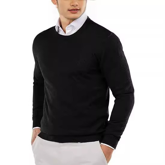 Amazon Cross-border Same-style Foreign Trade Men's Crewneck Sweater Solid Color Casual Autumn and Winter Pullover Business Knitwear Amazon Cross-border Same-style Foreign Trade Men's Crewneck Sweater Solid Color Casual Autumn and Winter Pullover Business Knitwear