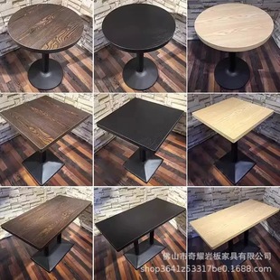 Solid Wood Restaurant Table Commercial Drawer Snack Noodle Shop Cafe Milk Tea Shop Small Round Square Table