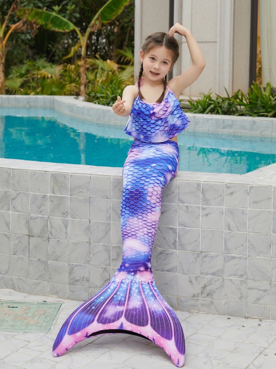 Ropa de sirena para niños de comercio exterior, traje de baño de cola de sirena, vestido de princesa para niñas, traje de baño, traje de rendimiento de secado rápido