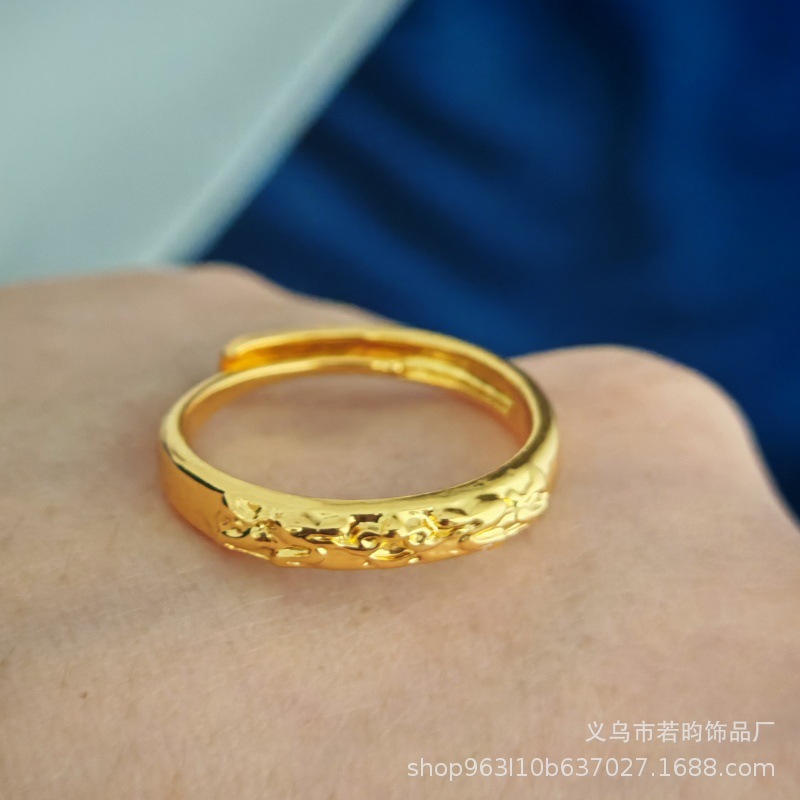 女性用模造ベトナムサンドゴールドリング、女性用ラブカーフラワーリング、開口部調整可能、ライブブロードキャストギフト卸売|undefined
