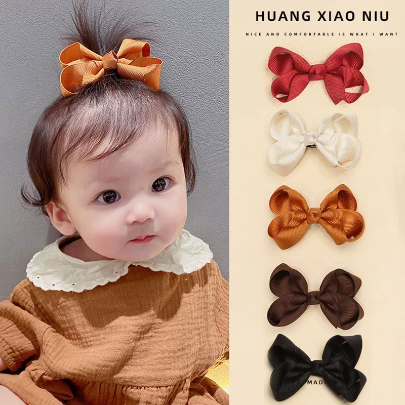 Детская заколка для волос Huang Xiaoniu с бантиком для маленьких девочек, не повреждает волосы, милый зажим для волос для годовалого ребенка, детские новогодние аксессуары для волос