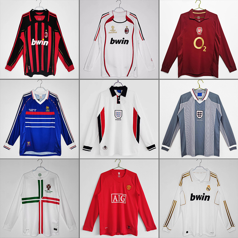 Old Retro Jersey Ac France Manchester United Real Madrid Arsenal Portugal Long-Sleeved Football Shirt