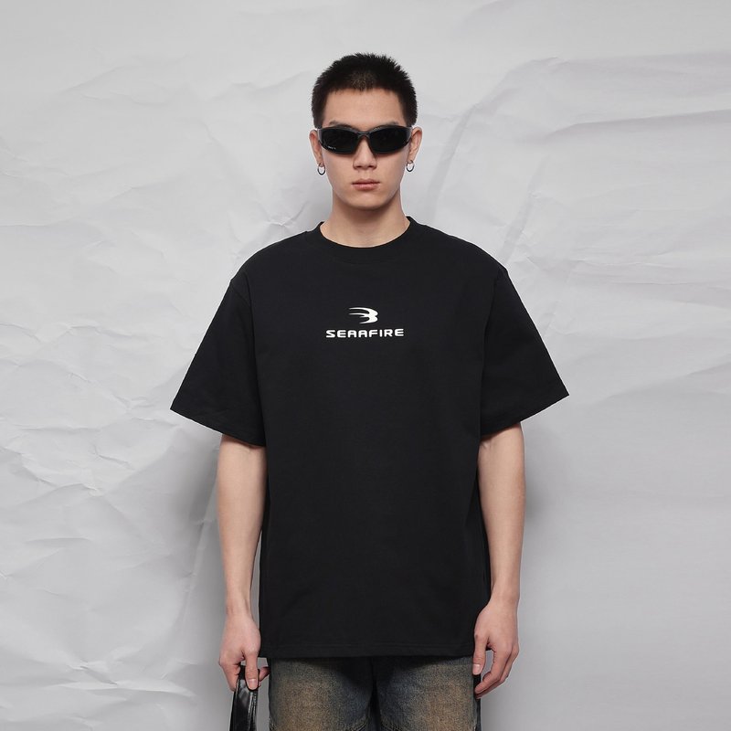 Qiaoshan 280G レトロレタープリント Tシャツメンズ夏イントレンドブランドストリートカップルルーズ半袖トップス|undefined