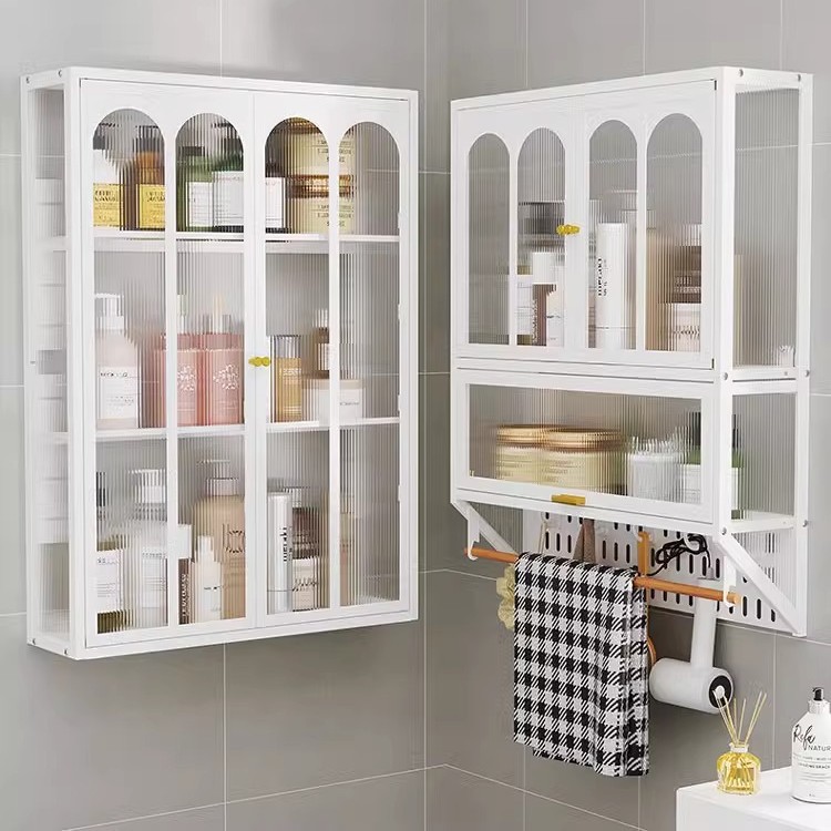 Hole-Free Wall-Mounted Multi-Functional Storage Cabinet Bathroom Cosmetics Toilet Storage Rack Above the Toilet