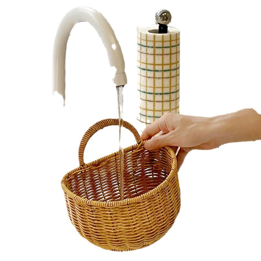 Woven Wall Storage Baskets for Bathroom, Kitchen, and Home Organization in Various Colors