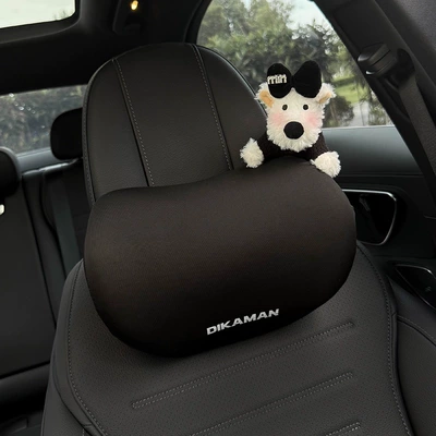 Headrest | Cute West Highland Doll - diamond-m-black-knot-black-sweater-west-highland-right-black-neck-pillow