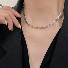 银瑞泰s925纯银独特许愿骨项链女高级设计感冷淡风龙骨重工锁骨链
