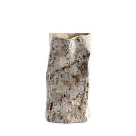 Zara 侘寂复古陶瓷软装设计师款粗陶纸袋花瓶样板间名宿售楼部摆