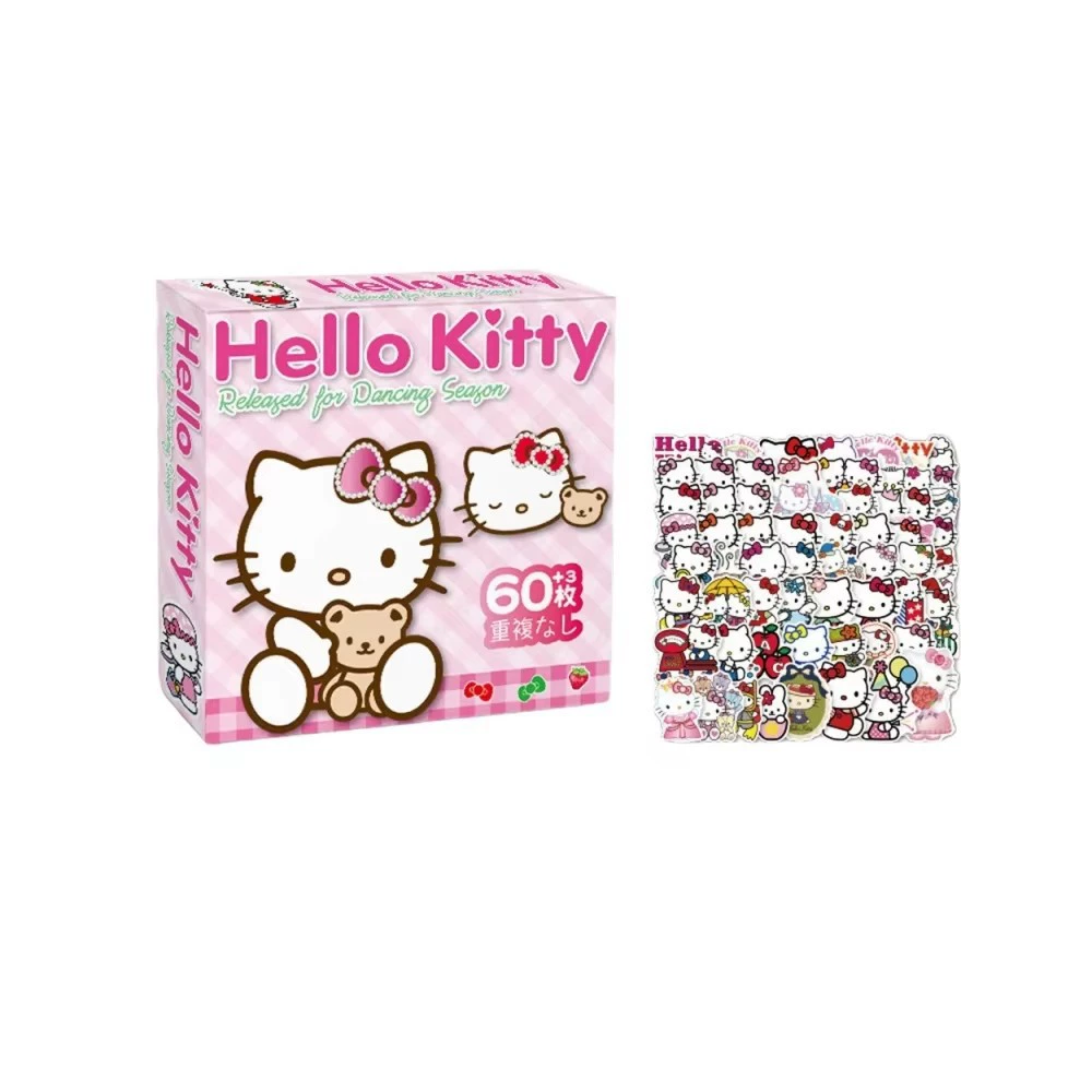 Маленькие наклейки Sanrio для детей, подарочная коробка 60+3 шт., ассортимент персонажей