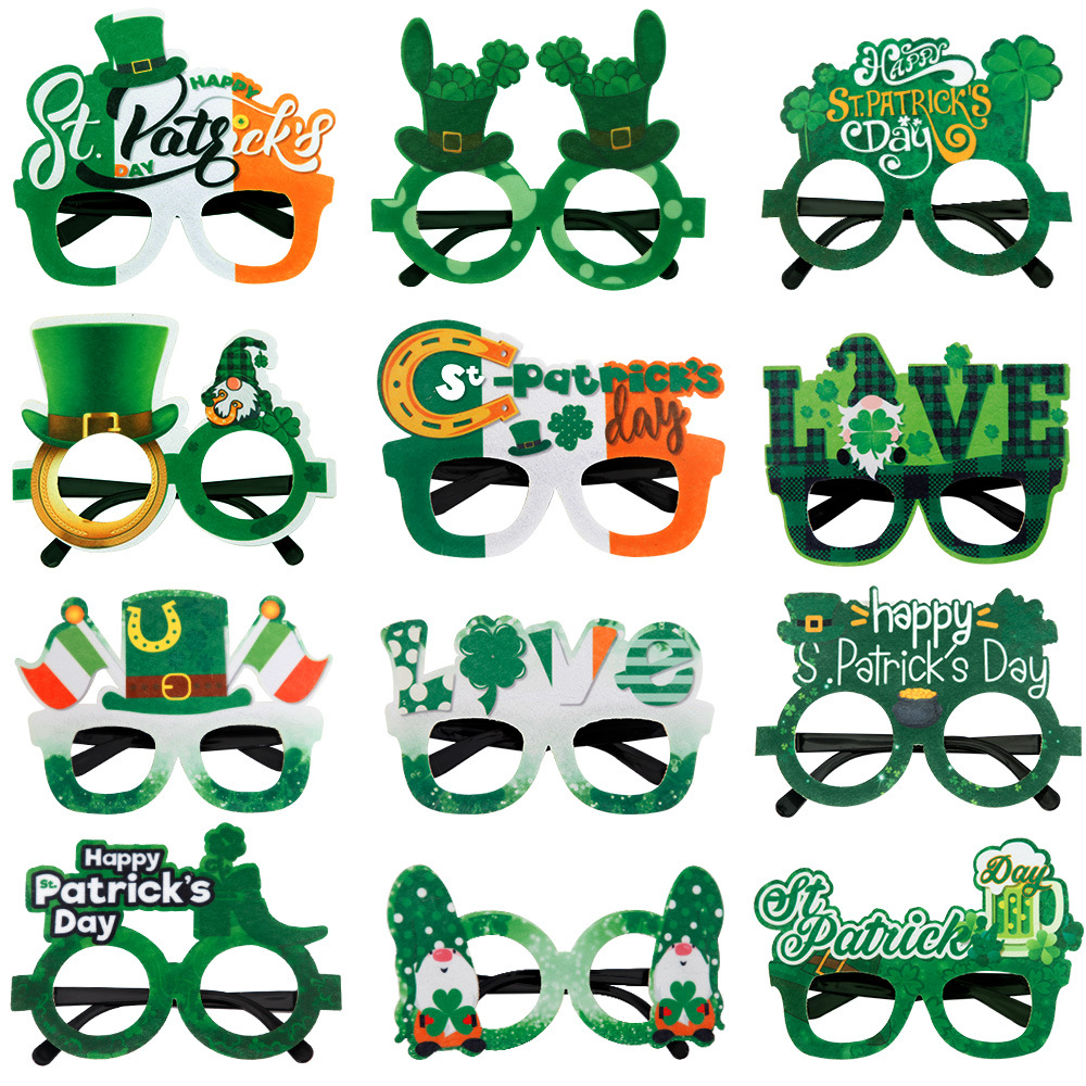 Día de San Patricio trébol irlandés gafas de vacaciones suministros foto accesorios de fiesta de vestir gafas divertidas