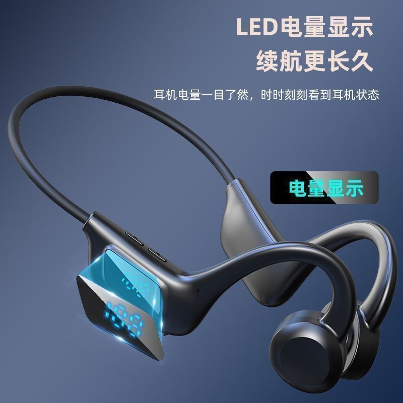 Cross-Border By33 Bluetooth Headset Wireless Ear-Mounted Digital Display Air Conduction Sports Running Insert Memory Card Super Long Battery Life