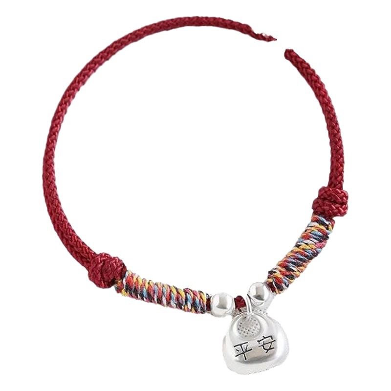 New Chinese Style National Style Retro Peace Lock Bracelet Girl Tuo Tuo Xiao Fu Tuo Hand Rope Adjustable Pure Hand-woven