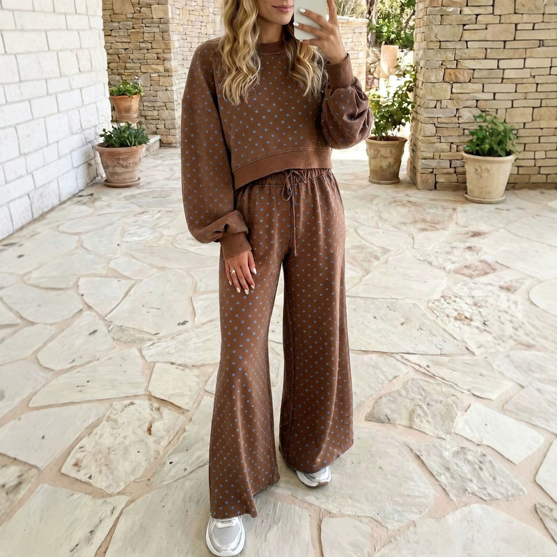 2026 Autumn/Winter New European and American Style High-Waisted Loose and Relaxed Fashion Casual Wide-Leg Pants Set 2026 Autumn/Winter New European and American Style High-Waisted Loose and Relaxed Fashion Casual Wide-Leg Pants Set