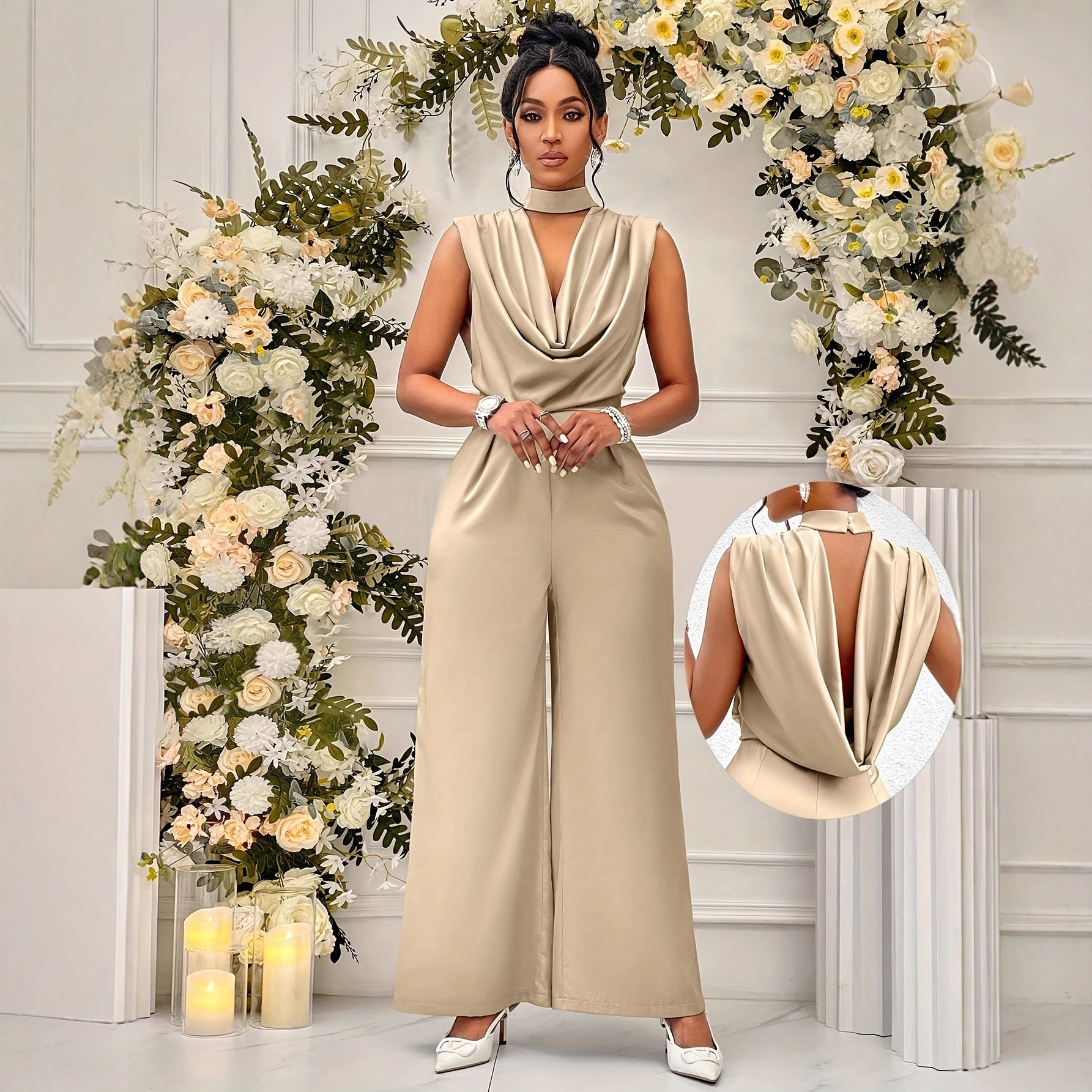 New Fashionable High-Waisted Sleeveless Elegant Waist-Cinching Long Pants Women's Jumpsuit