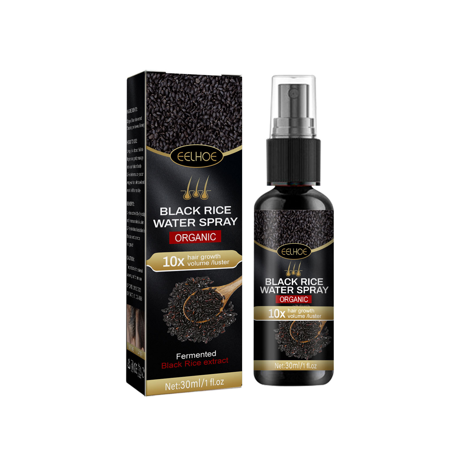 zwarte rijst EELHOE is sterk, stevig herstellend, bevochtigt de wortels, maakt het haar glad en dichte haarspray moturiseert_voghion.com