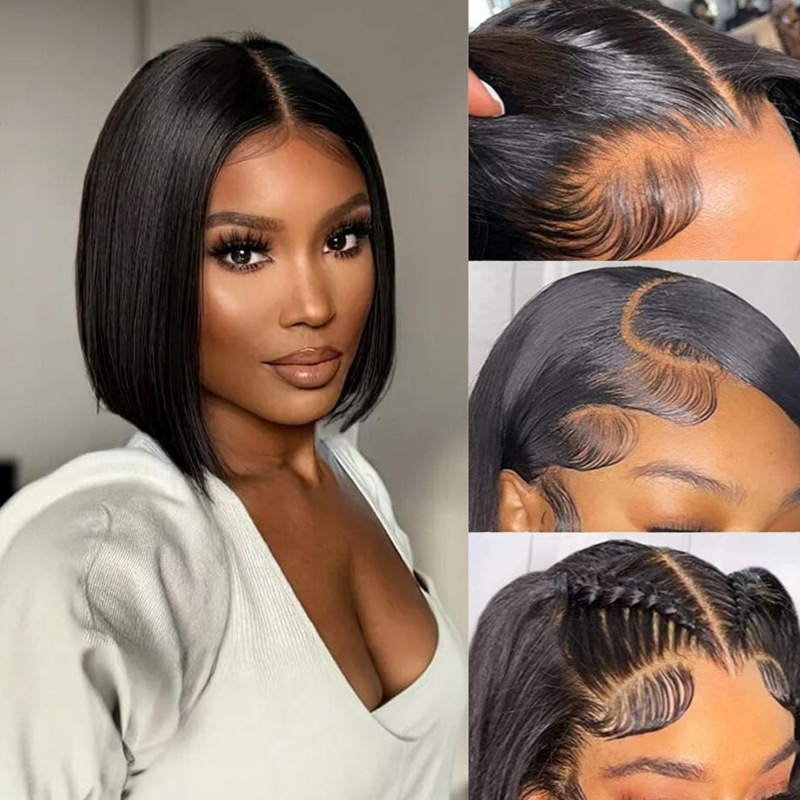 front lace 4x 4 straight lace human hair wig bob headgear