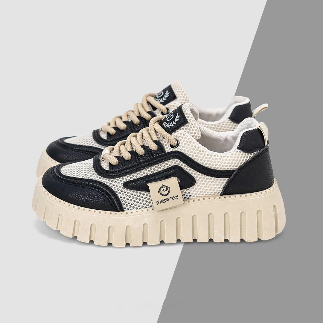 2025 zapatos de mujer de verano nuevos zapatos de red huecos transpirables para mujer, zapatos blancos de suela gruesa de todo fósforo de estilo coreano, zapatillas deportivas y de ocio