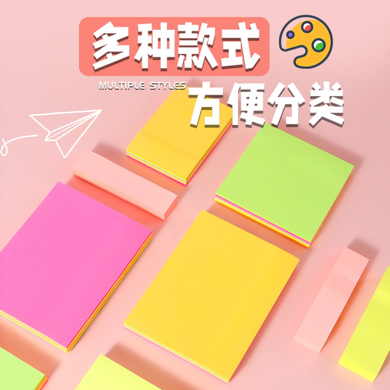 N veces pastillas de color simple papel de notas de estudiantes desgarrable fluorescente multicolor papel de notas conjunto de notas al por mayor