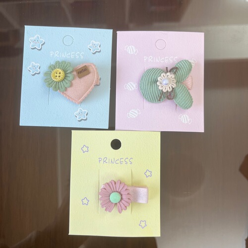 Colorful hair clip card paper yellow pink blue leather pattern star card hair accessories clip candy tag card head wholesale