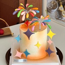 2026新年跨年元旦蛋糕装饰DIY软胶礼花春节除夕烘焙装扮插件插牌