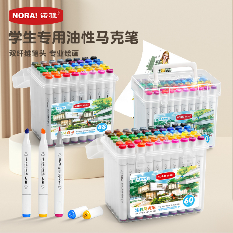 Juego de rotuladores a base de aceite Noya, cuerpo triangular, rotuladores de doble punta para graffiti y acuarela, rotuladores de colores para estudiantes, rotuladores de dibujo.
