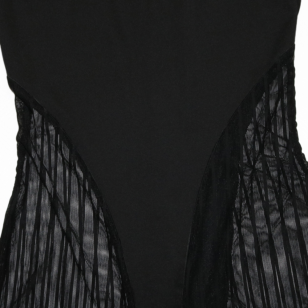 Sexy Bold Stripes Mesh See-through Sleeveless round Neck Jumpsuit for Women