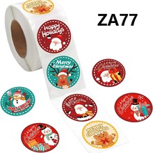圣诞贴纸卷-500 张:铃铛标签,红色和绿色,冬季假期,圆形信封贴纸