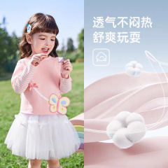 女童t恤长袖春秋款小童假两件衣服宝宝上衣儿童秋季洋气穿搭卡通