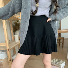 针织半身裙女2025新款高腰百褶裙小个子松紧腰短裙显瘦字毛线裙