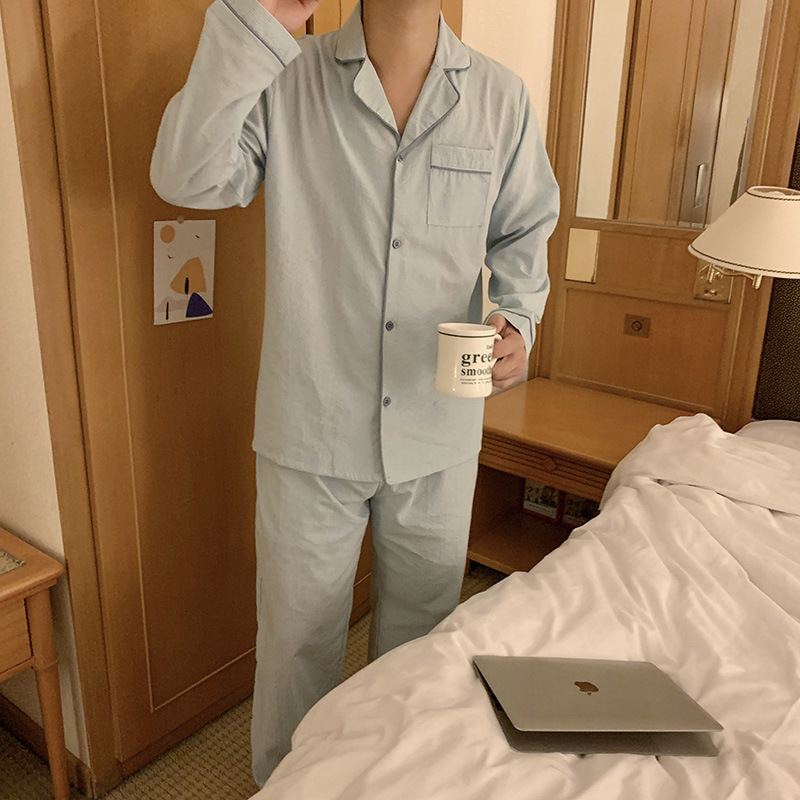 Product details picture_real shot#new product#men's comfortLoose striped early autumn pajamas and home clothes set