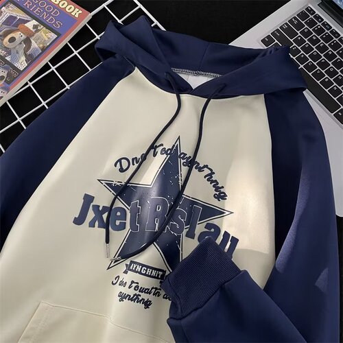 Chic Brand Hooded Sweatshirt Spring and Autumn Unisex Youth Loose Design Sport Coat Top