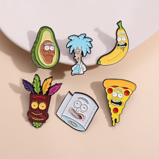 European and American cartoon mini banana pizza avocado cartoon cute style niche design metal alloy paint chest