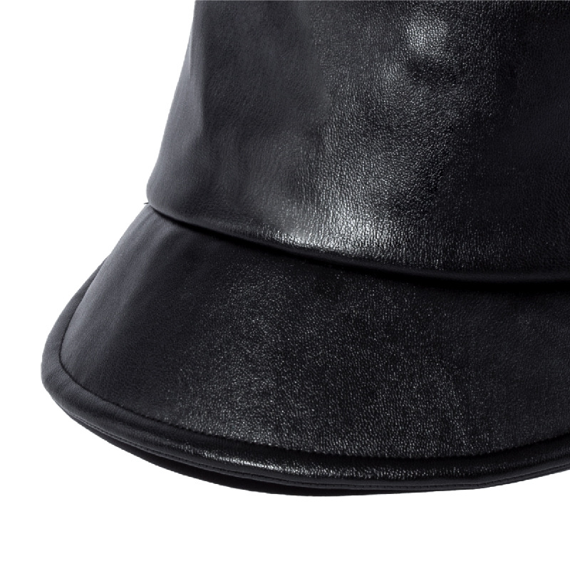 HJ74-羊纹皮软舌平顶帽