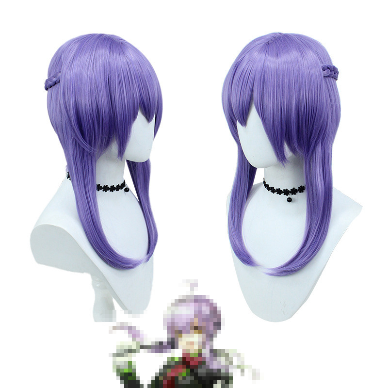 The original cos god end of the blazing angel Hagi Xiaoya cos wig lavender simulation braid modeling wholesale
