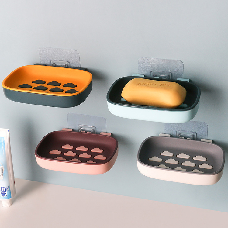 Nube creativa caja de jabón fuerte ponche-libre baño titular de jabón Nordic color de doble capa de drenaje caja de jabón