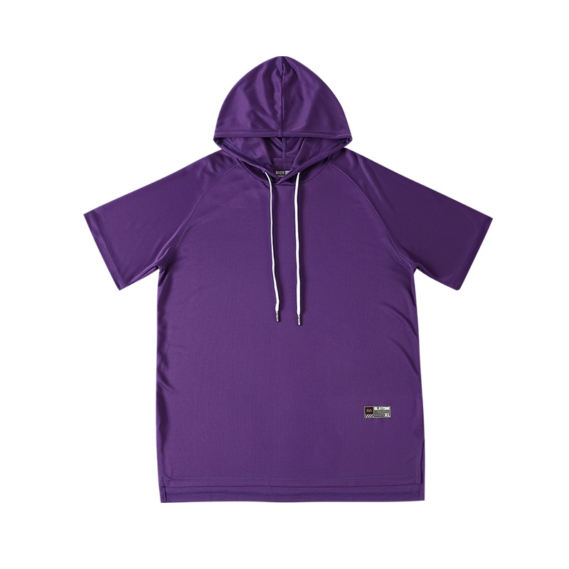 Camiseta con capucha de los hombres de manga corta color sólido Deportes de verano moda Ins con capucha hip hop media manga camiseta de moda Marca Ropa de hombre