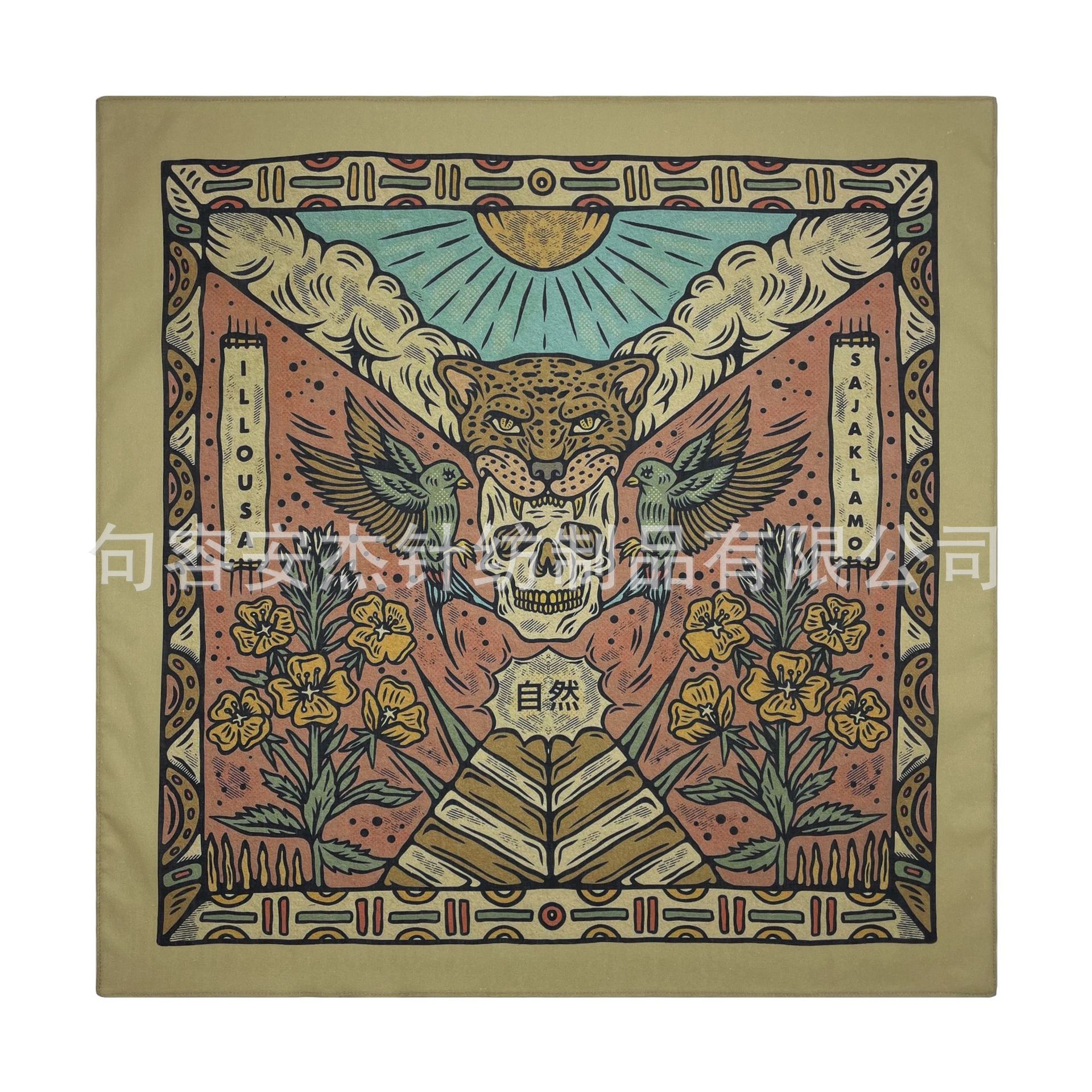 Pure Cotton Fun Digital Printed Square Scarf 55*55cm Hip-Hop Hip-Hop Headscarf Trendy Multi-Functional Scarf Mask