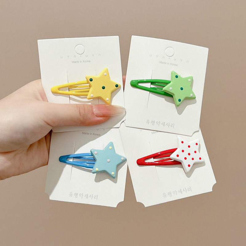 Dopamina ondulado punto estrellas clip para el cabello de una chica encantadora cabello roto peluquete clip para el cabello de alto nivel clip para el cabello