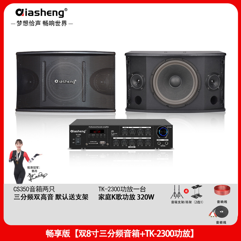 QIASHENG 家庭KTV音响套装卡拉OK点歌机专业音箱全套K歌影院设备|undefined