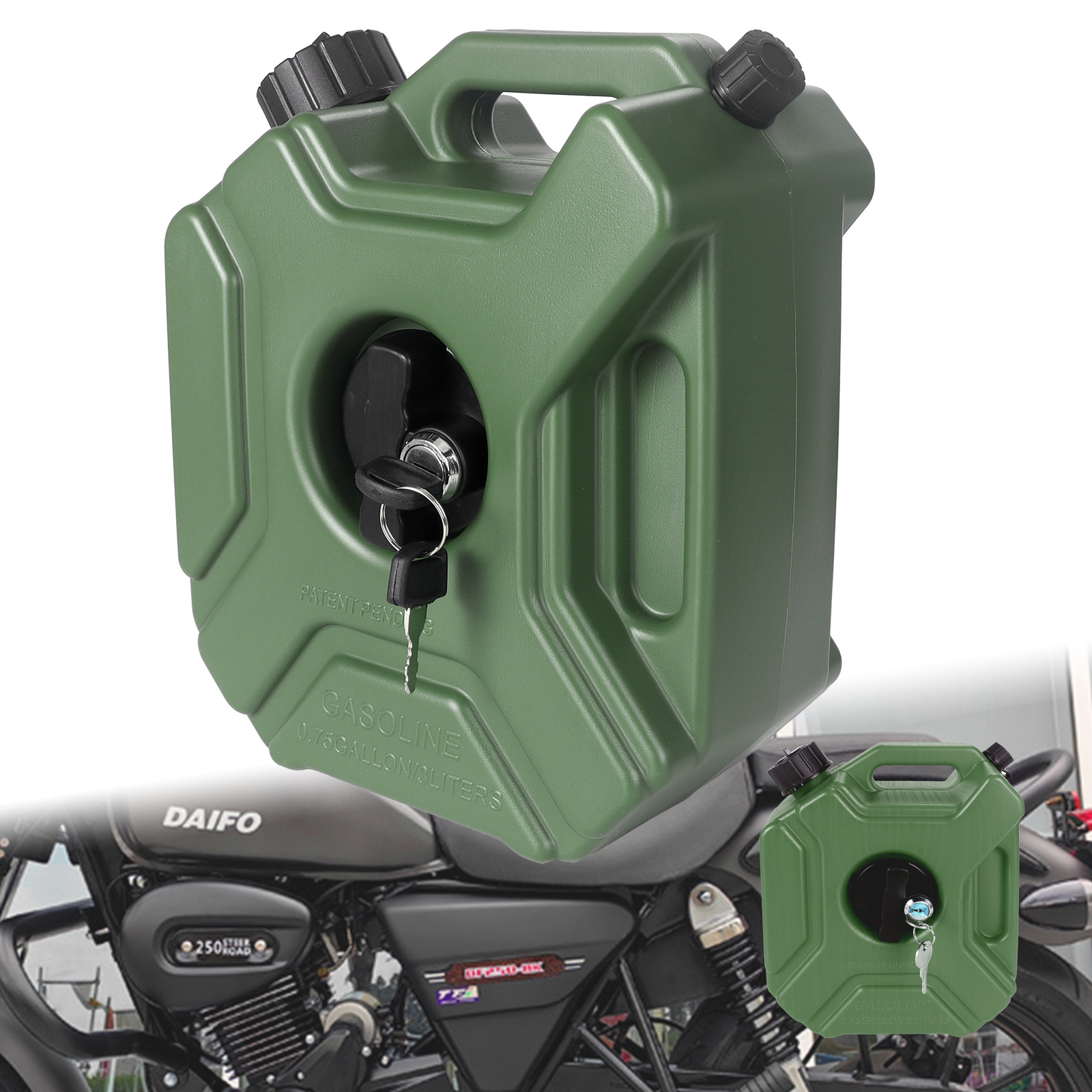 Motorcycle and Car Modification 3L Extended Spare Gasoline Oil Tank Plastic Portable Fuel Tank with Key